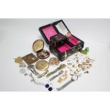 Five various wristwatches; three compacts; & various items of costume jewellery.