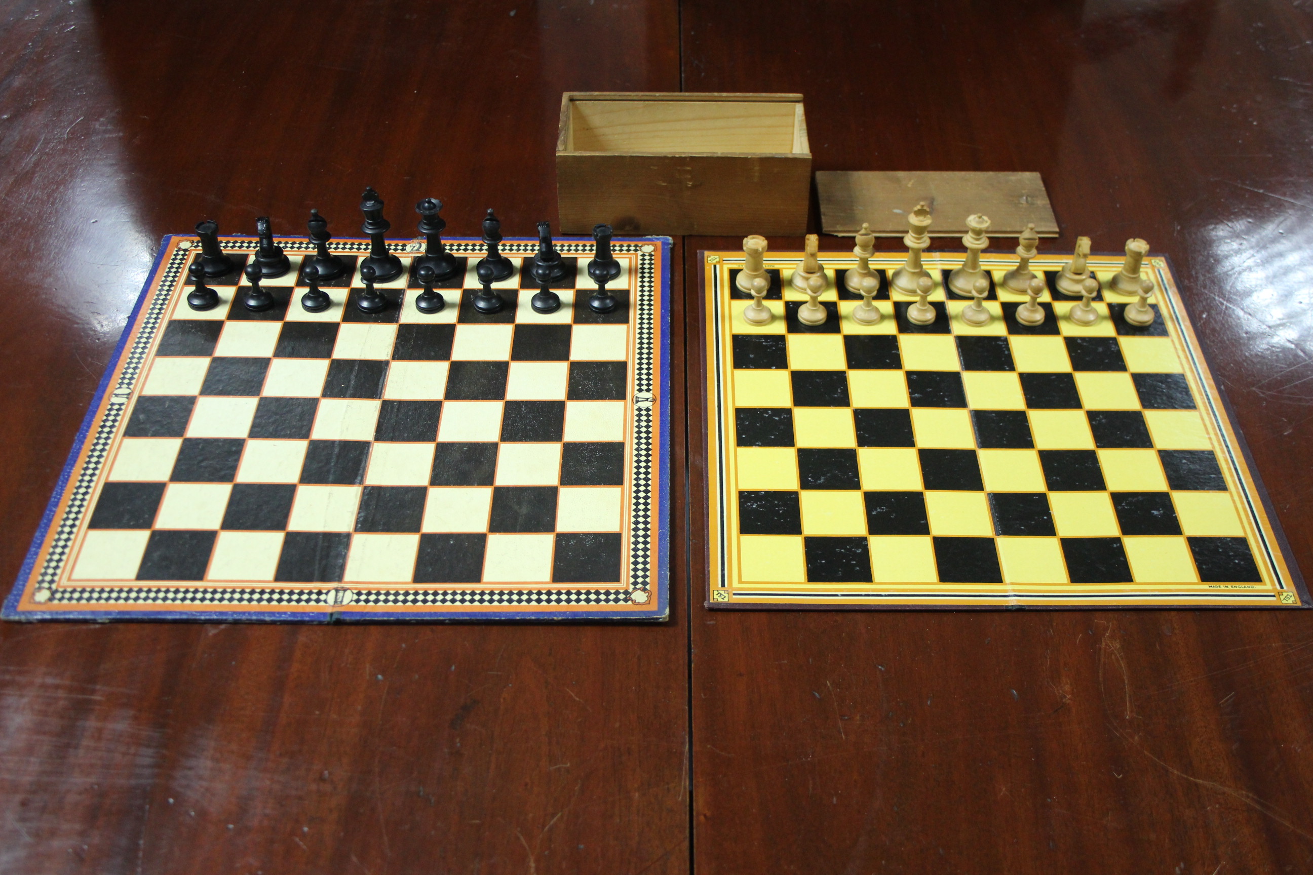 A Corinthian bagatelle board, boxed; a carved wooden chess set; various sets of playing cards, etc. - Image 4 of 7