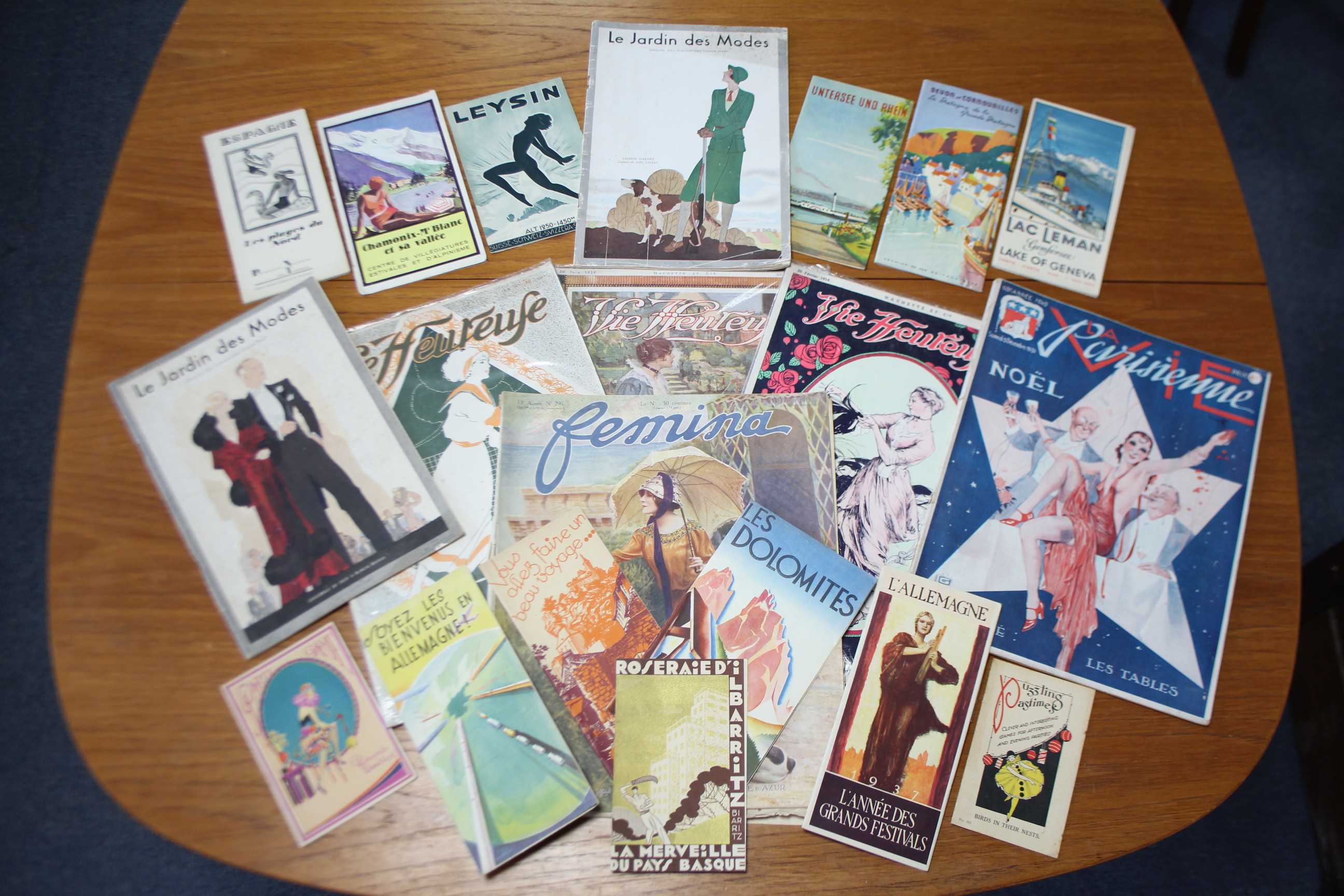 Various vintage French magazines, circa early-mid 20th century.