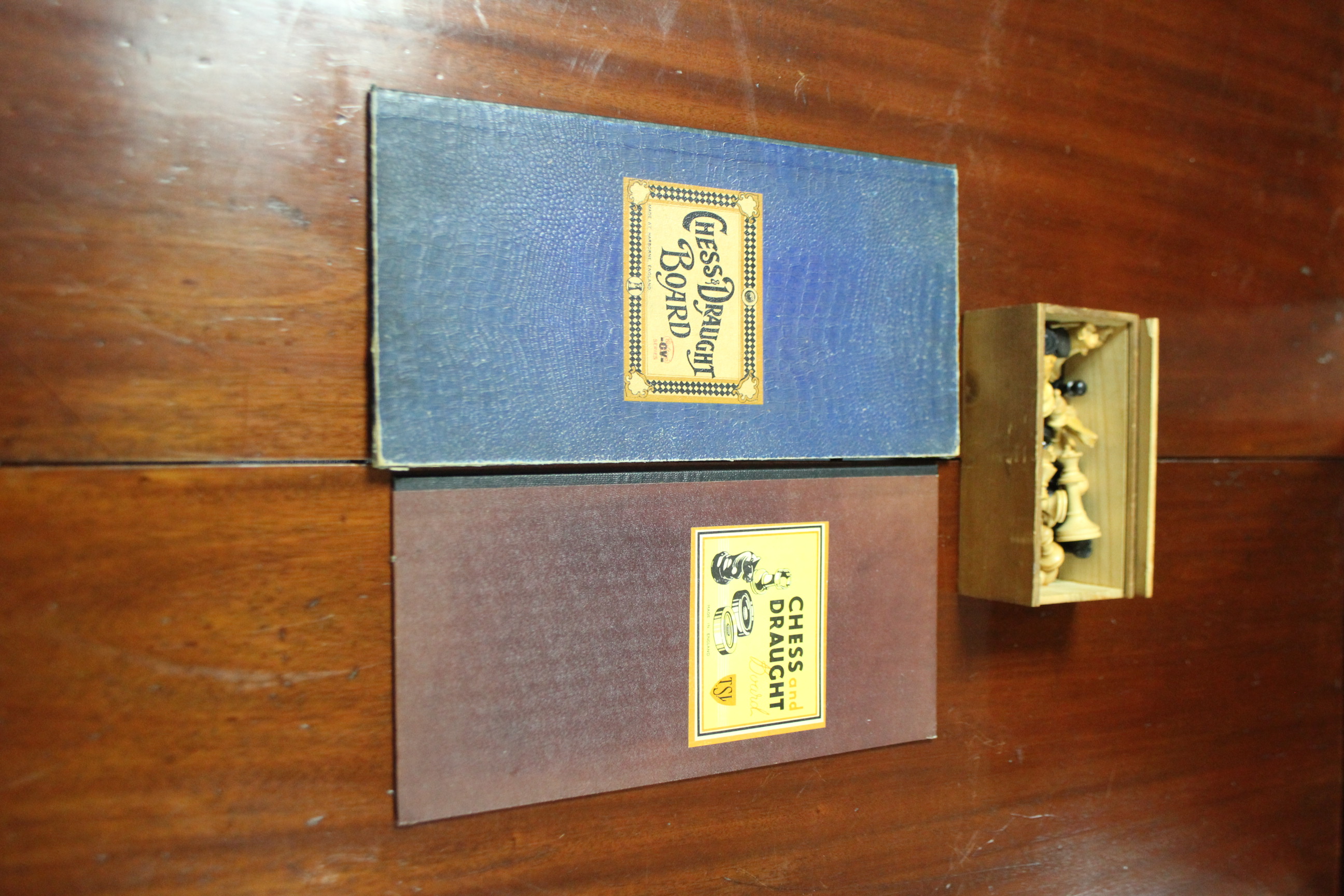 A Corinthian bagatelle board, boxed; a carved wooden chess set; various sets of playing cards, etc. - Image 7 of 7