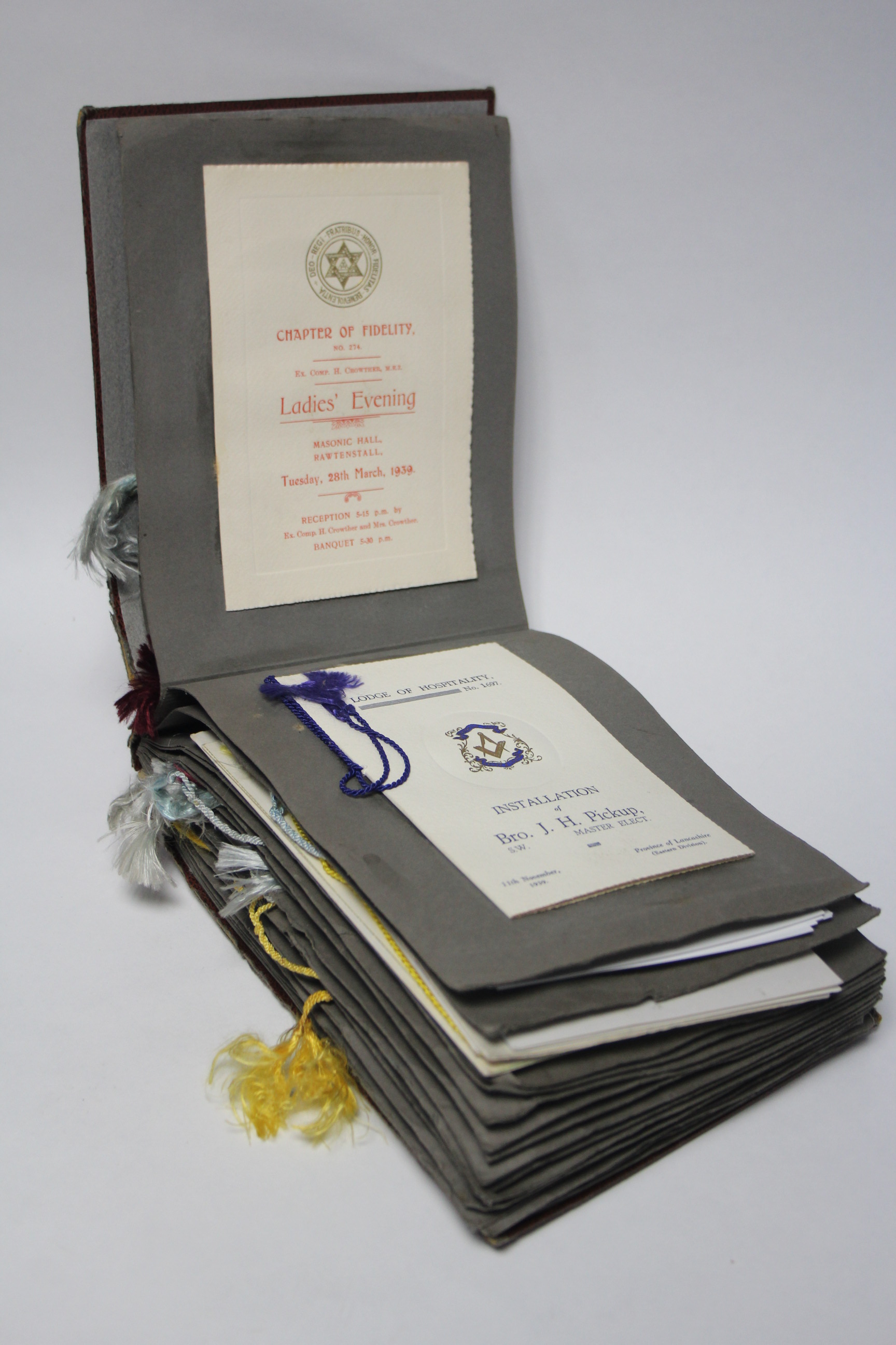 An album of approximately one hundred Masonic Lodge Installation cards from Rossendale Masonic - Image 2 of 5