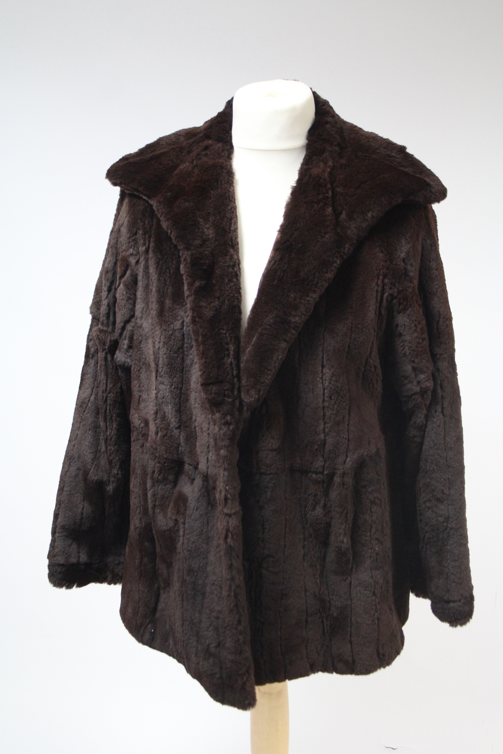 A rabbit fur silk-lined ladies’ coat.