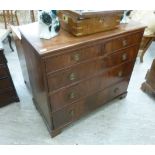 An early/mid 19thC mahogany dressing chest with two short/three long graduated drawers,