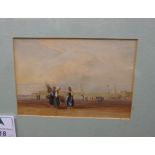 Late 19thC Continental School - a pair of shoreline scenes with figures watercolour 4'' x 6''