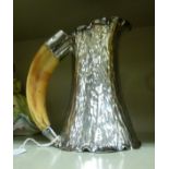A late 19thC Hukin & Heath bark effect silver plated milk jug of waisted cylindrical form with a