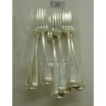 A set of six George IV silver Old English pattern table forks 11