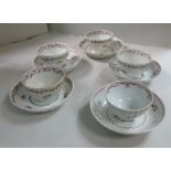 A New Hall porcelain wrythen moulded tea bowl and saucer,