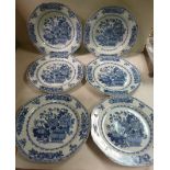 A set of four late 18thC Chinese porcelain octagonal plates,