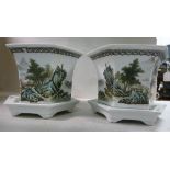 A pair of Chinese Republic period porcelain hexagonal jardinieres and stands,