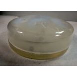 A Lalique opalescent moulded, part clear, part frosted glass, Houppes pattern powder bowl,