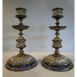 A pair of late 19thC Doulton Lambeth green, blue,