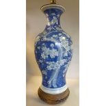 A late 19th/early 20thC Chinese porcelain vase design table lamp of waisted baluster form,