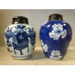 Two late 19thC Chinese porcelain ginger jars of baluster form,