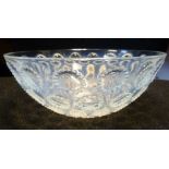 A 1930s R Lalique Asters Coupe Ouverte opalescent glass bowl, decorated with concentric,