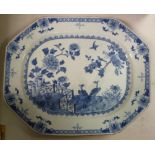 A late 18thC Chinese elongated octagonal porcelain meat plate,