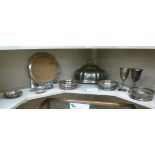 Silver plated tableware: to include an oval meat dome 12''w;