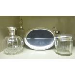 Silver and silver plated dressing table accessories: to include a bottle,