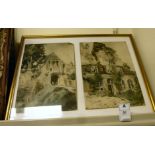 Louis Dauphine - two architectural studies watercolours bearing signatures,