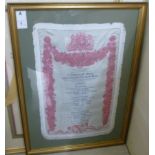 Two dissimilar, framed printed silk programmes advertising performances at Royal Opera House,