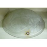 An early 20thC French moulded frosted glass plafonnier 14''dia OS2