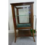 An Edwardian style string inlaid mahogany framed, fully glazed, freestanding display cabinet,