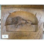 A carved walnut, miniature replica plaque, a resting lion, inscribed 'Helvetiorum Fidei ac Virtuti,