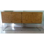 A 1960s Milo Baughman design olivewood and burr elm sideboard with four doors,