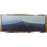 1960s American School - 'Blue Sweep' oil on canvas 16'' x 44'' framed