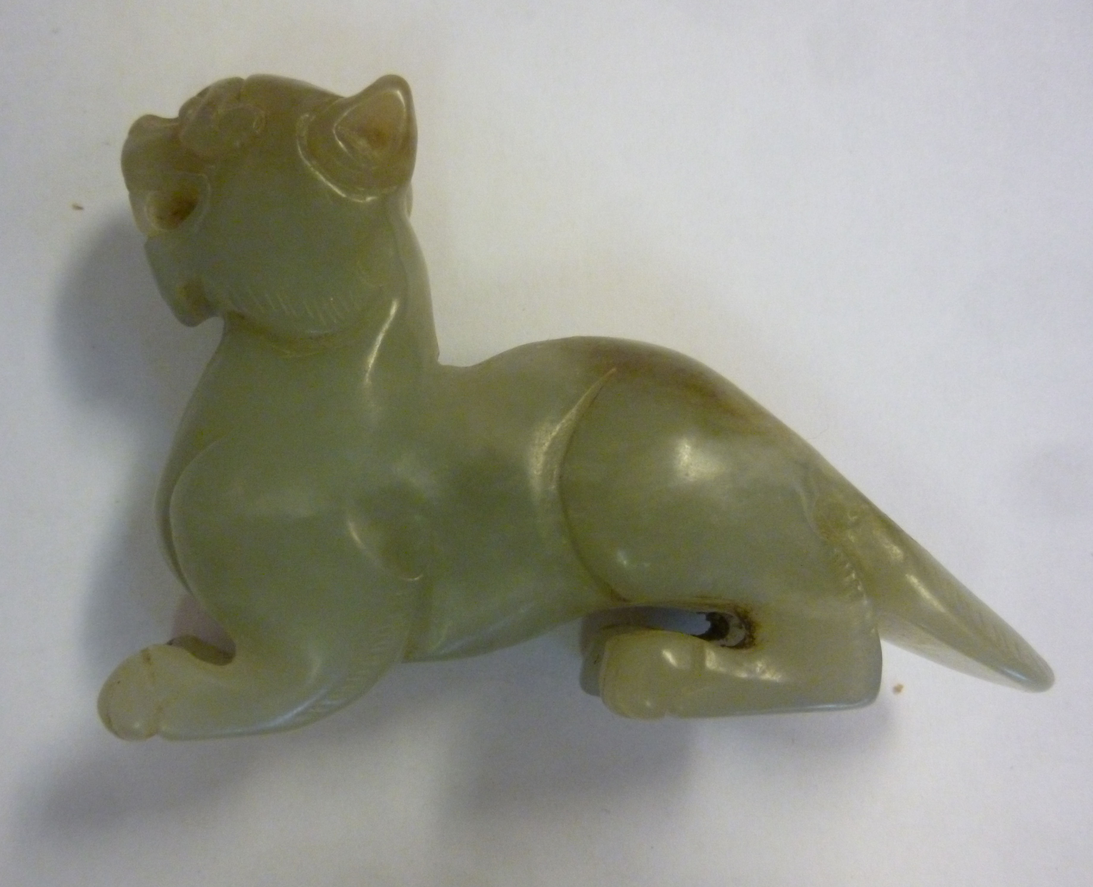 A late 19th/early 20thC Chinese carved jade model, a stylised,