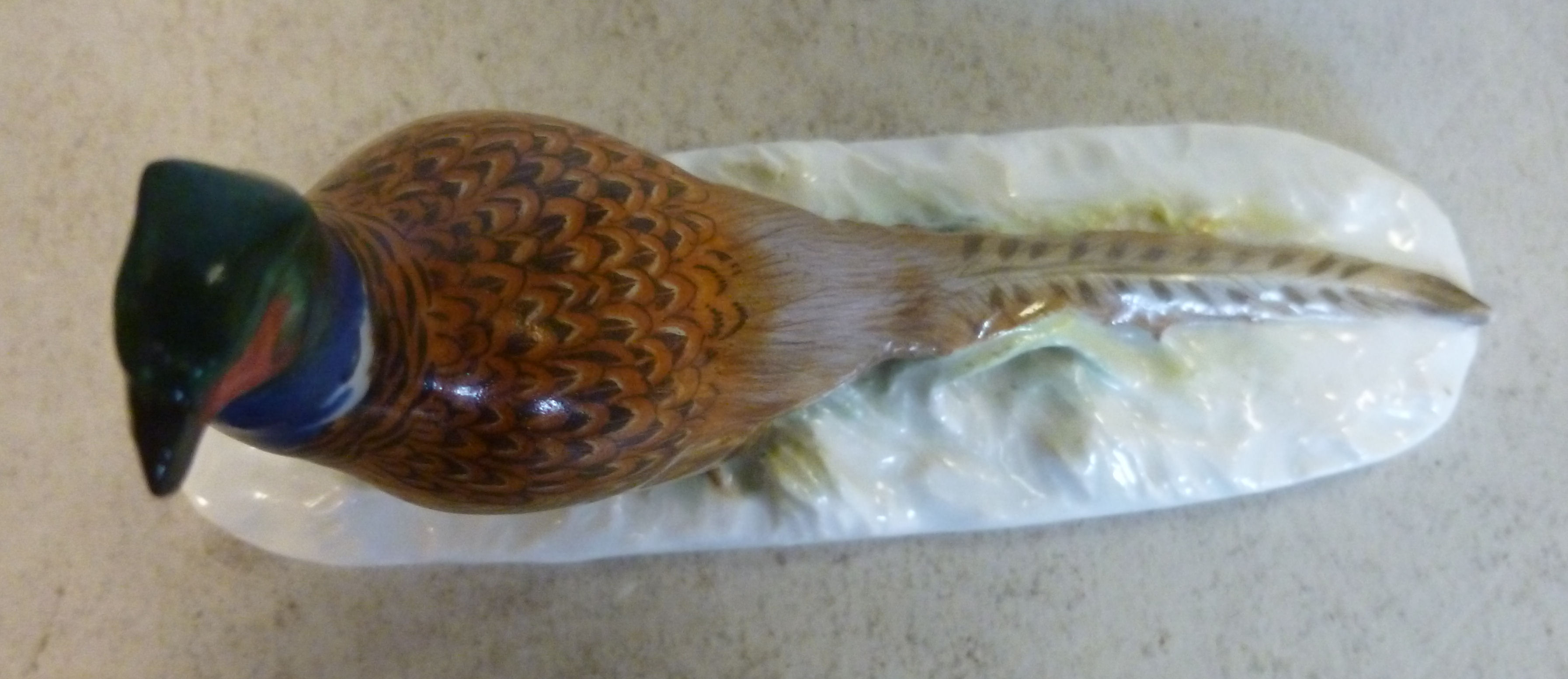 A 20thC Meissen porcelain model, a standing cock pheasant 2. - Image 3 of 4