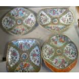 Four similar early 20thC Canton porcelain shallow dishes,