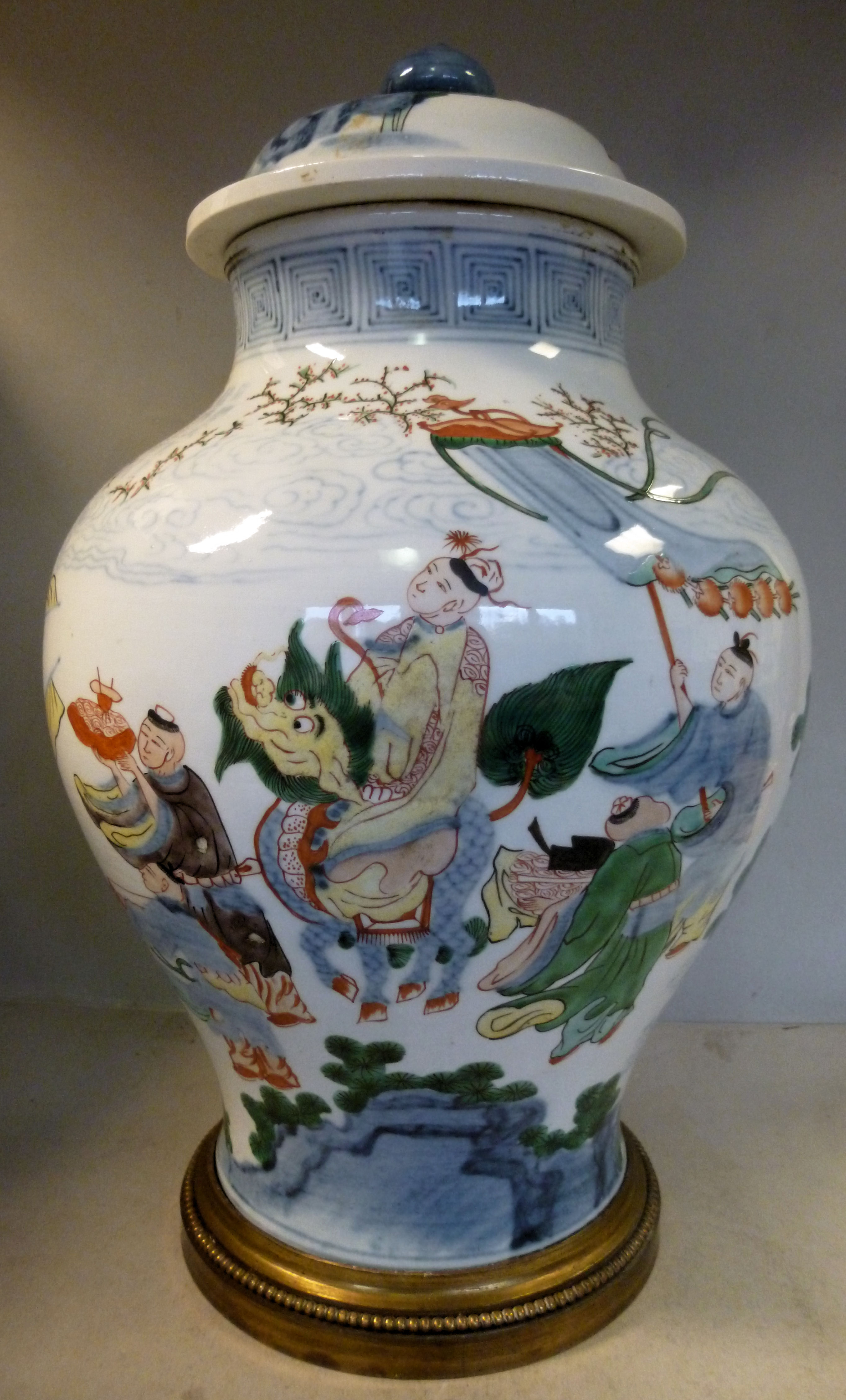 An early 20thC Chinese Wacai style porcelain vase and domed cover,
