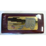 A 1920s 'wireless' cloisonne folding cigarette case on a button clasp,