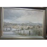 Brian Bennett - 'A view over Old Amersham' oil on canvas bears a signature 15'' x 23'' framed
