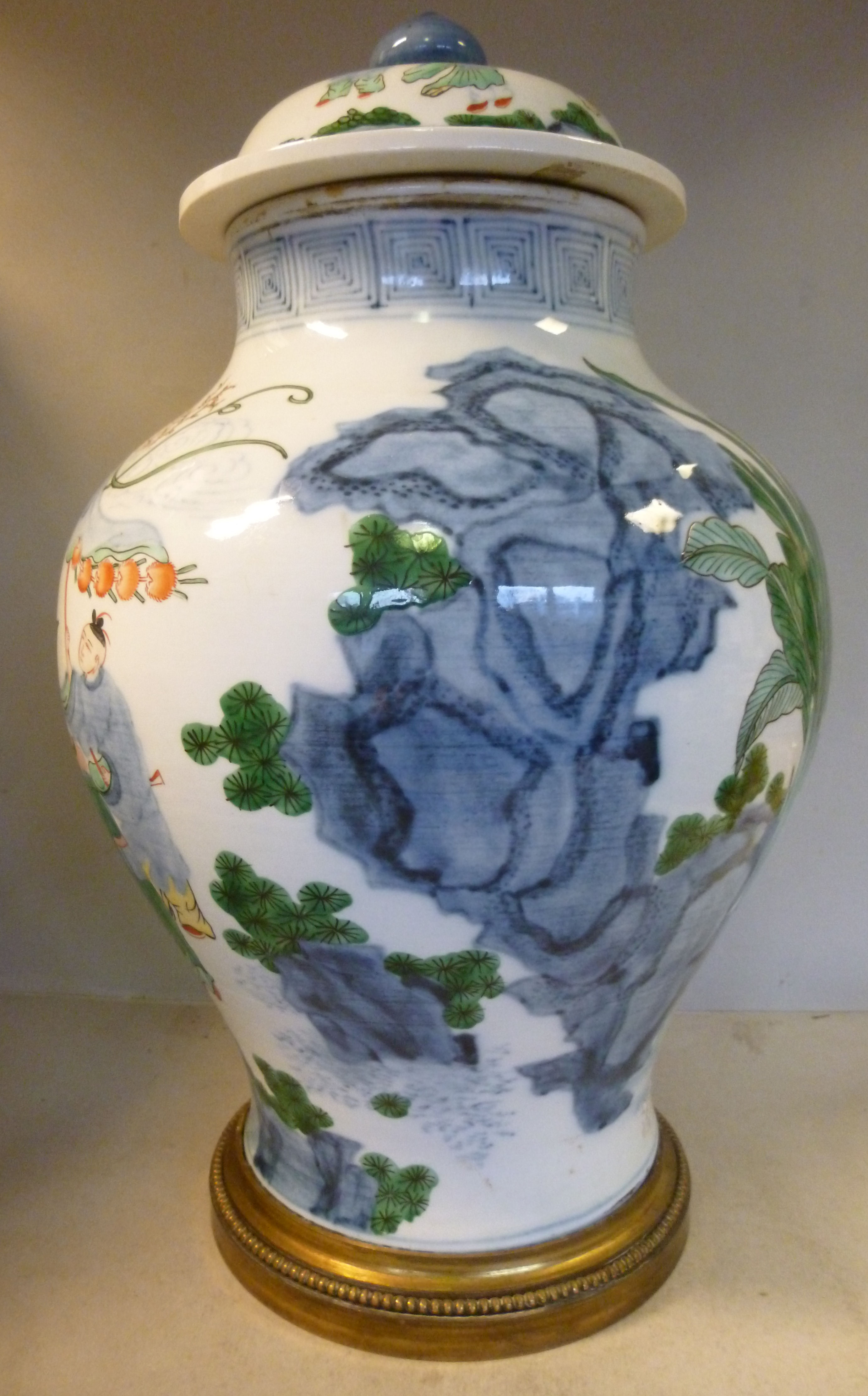 An early 20thC Chinese Wacai style porcelain vase and domed cover, - Image 2 of 8