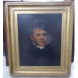 Mid 19thC British School - a head and shoulders portrait, a man with wavy hair,