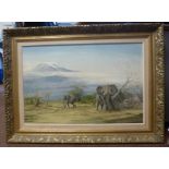 Donald C Wallace - 'Foothills of Kilimanjaro' oil on canvas bears a signature,