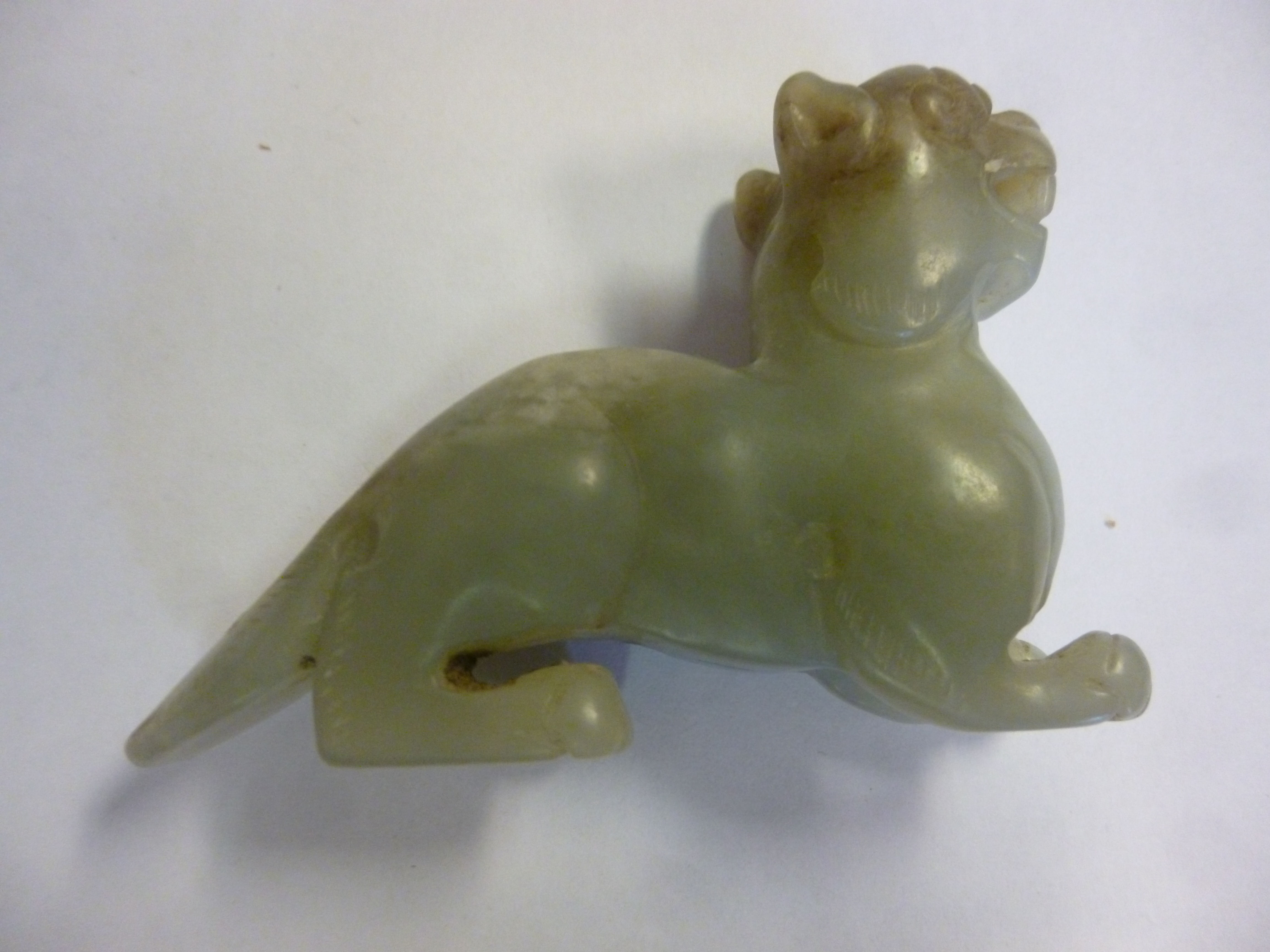 A late 19th/early 20thC Chinese carved jade model, a stylised, - Image 2 of 4