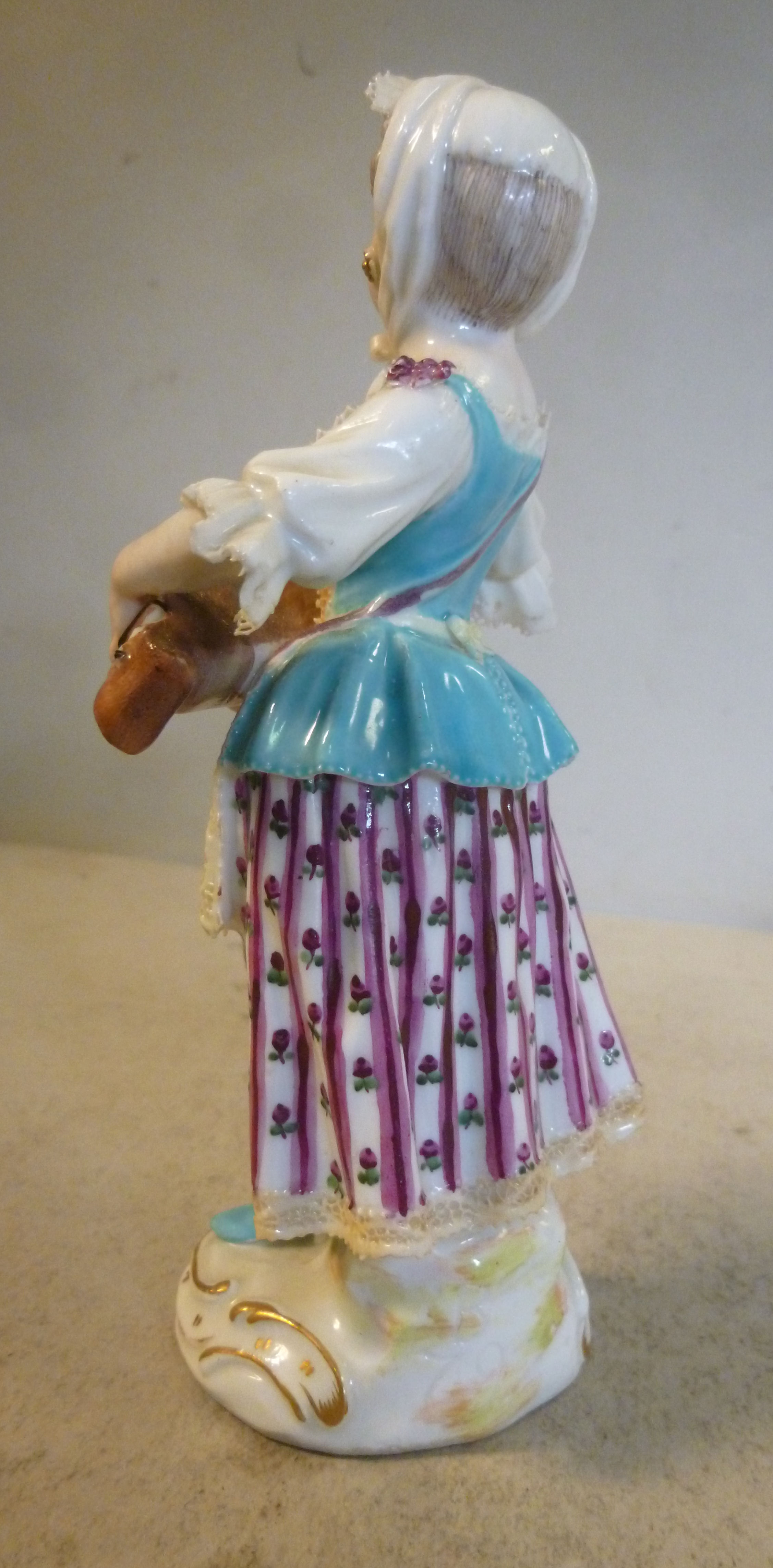 A mid 18thC Meissen porcelain standing figure by Acier, No. - Image 2 of 9