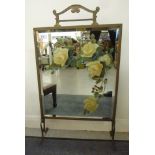 Small furniture: to include an early 20thC brass framed firescreen, set with a floral painted,
