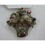 An 'antique' gardmetta brooch, set with rubies, emeralds,
