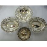 Silver collectables: to include a shallow bowl of pierced,