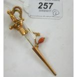 An 18ct gold scarf pin,