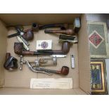 Smoking related collectables: to include a carved briarwood pipe LAB