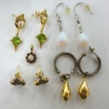 Gold and yellow metal jewellery: to include a pair of 9ct gold earrings,