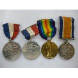 Two Great War service medals on ribbons,