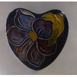 A Moorcroft pottery heart shaped box and cover,