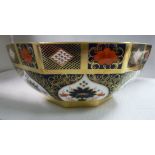 A Royal Crown Derby bone china Old Imari pattern octagonal bowl 11.