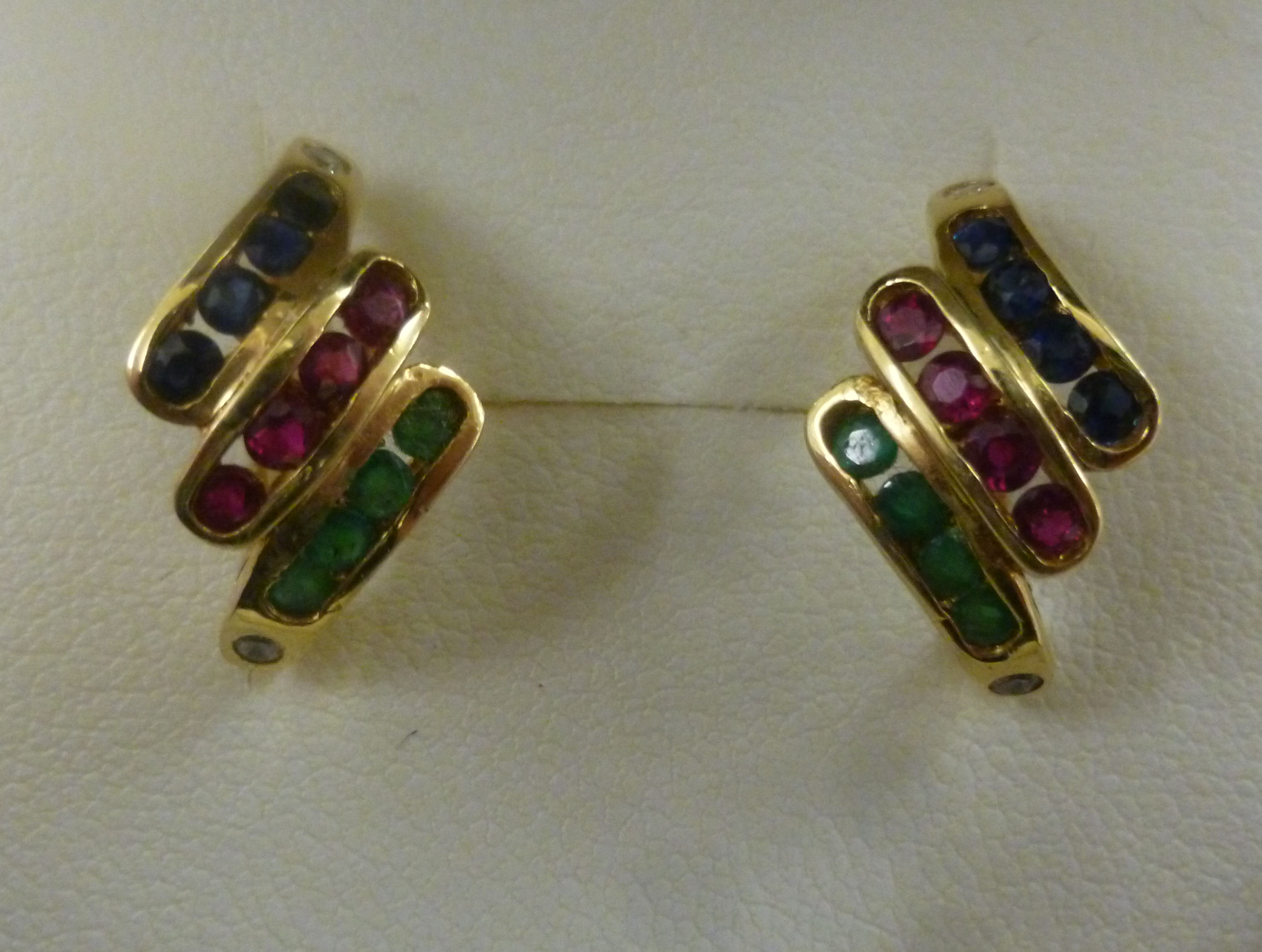 A pair of 14ct gold ruby,