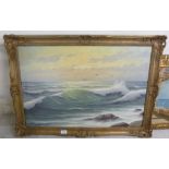 Schipper - a coastal scene with waves crashing on to rocks oil on canvas bears a signature 20''